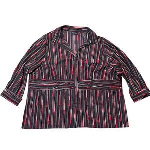 Vintage Maggie Barnes Red & Black Button Up Top Size 3X